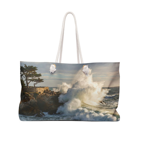 Pacific Grove Ocean Wave Weekender Bag — Coastal Surf Photography Travel Tote