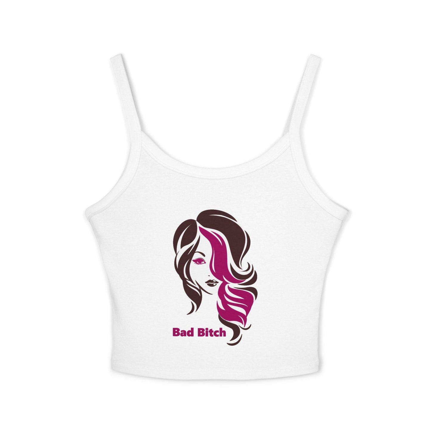 Spaghetti Tank Top — 'Bad Bitch' Pink & Black Femme Graphic