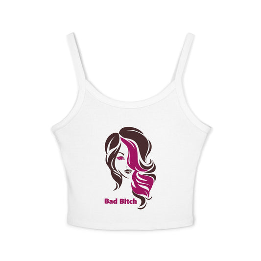 Spaghetti Tank Top — 'Bad Bitch' Pink & Black Femme Graphic