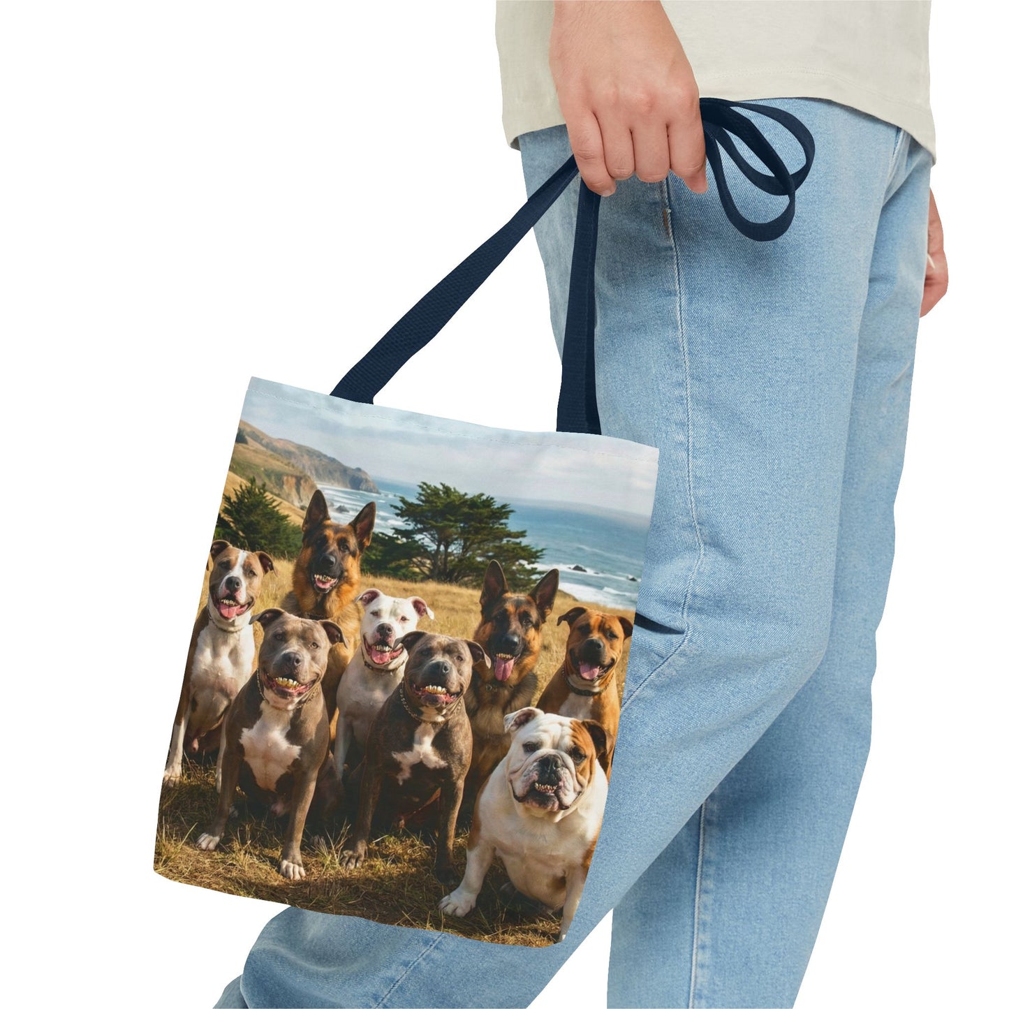 Dog Pack Beach Tote Bag — All-Over-Print Coastal Canine Canvas Tote