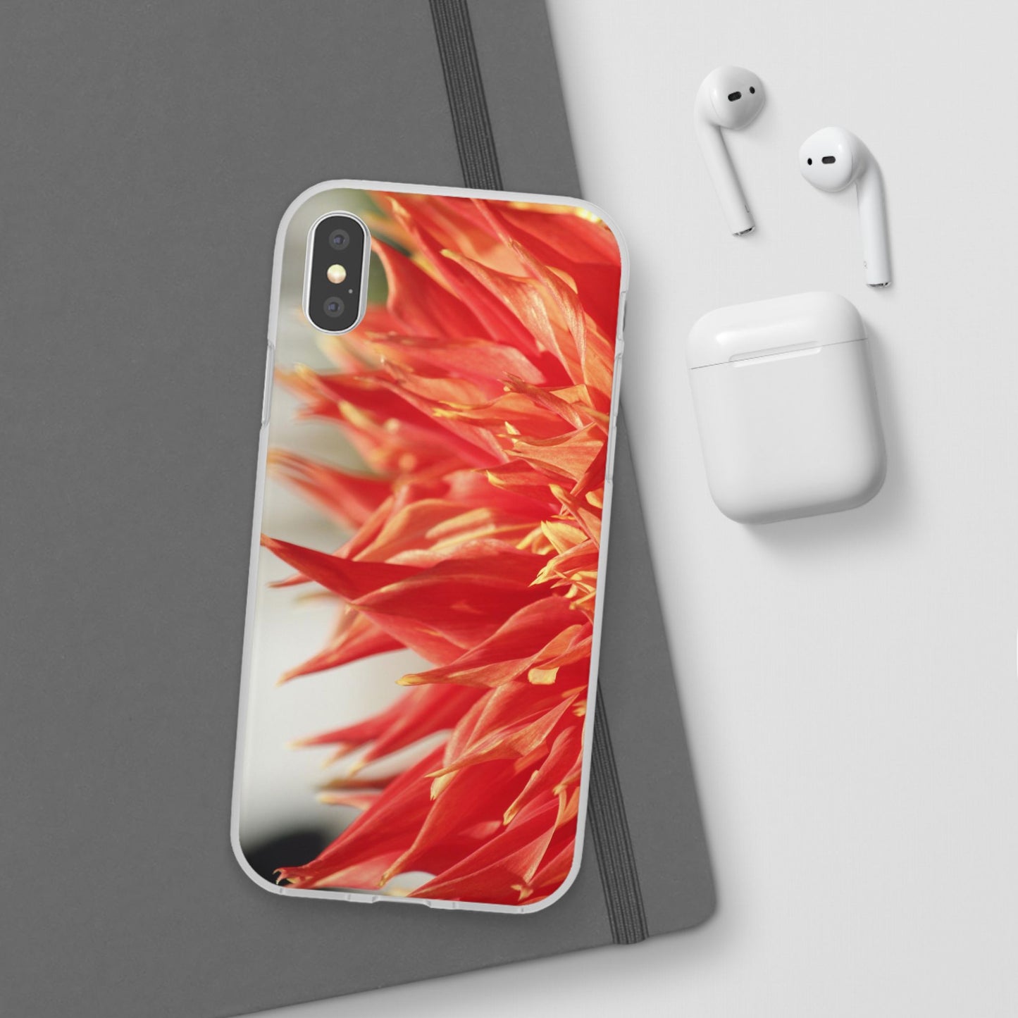 Red Dahlia Floral Phone Case — Slim Flexible Protective Cover