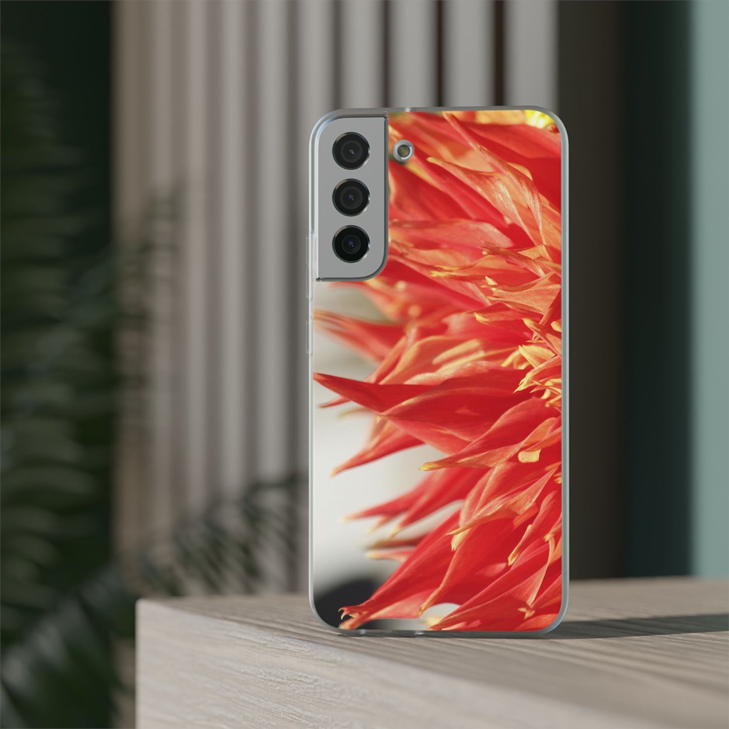 Red Dahlia Floral Phone Case — Slim Flexible Protective Cover