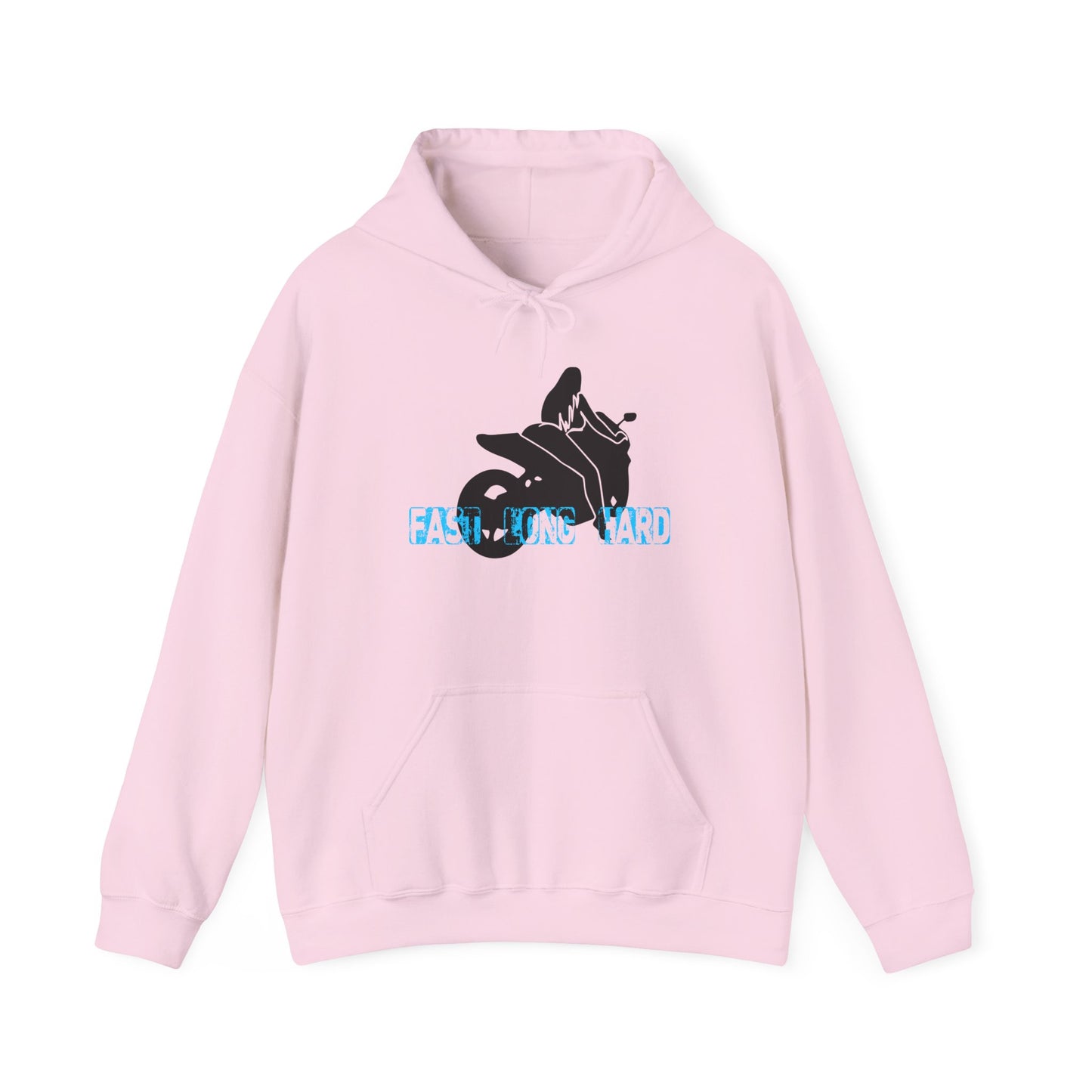 Hoodie - Chick Ride Motorbike Rider Graphic "Fast Long Hard"