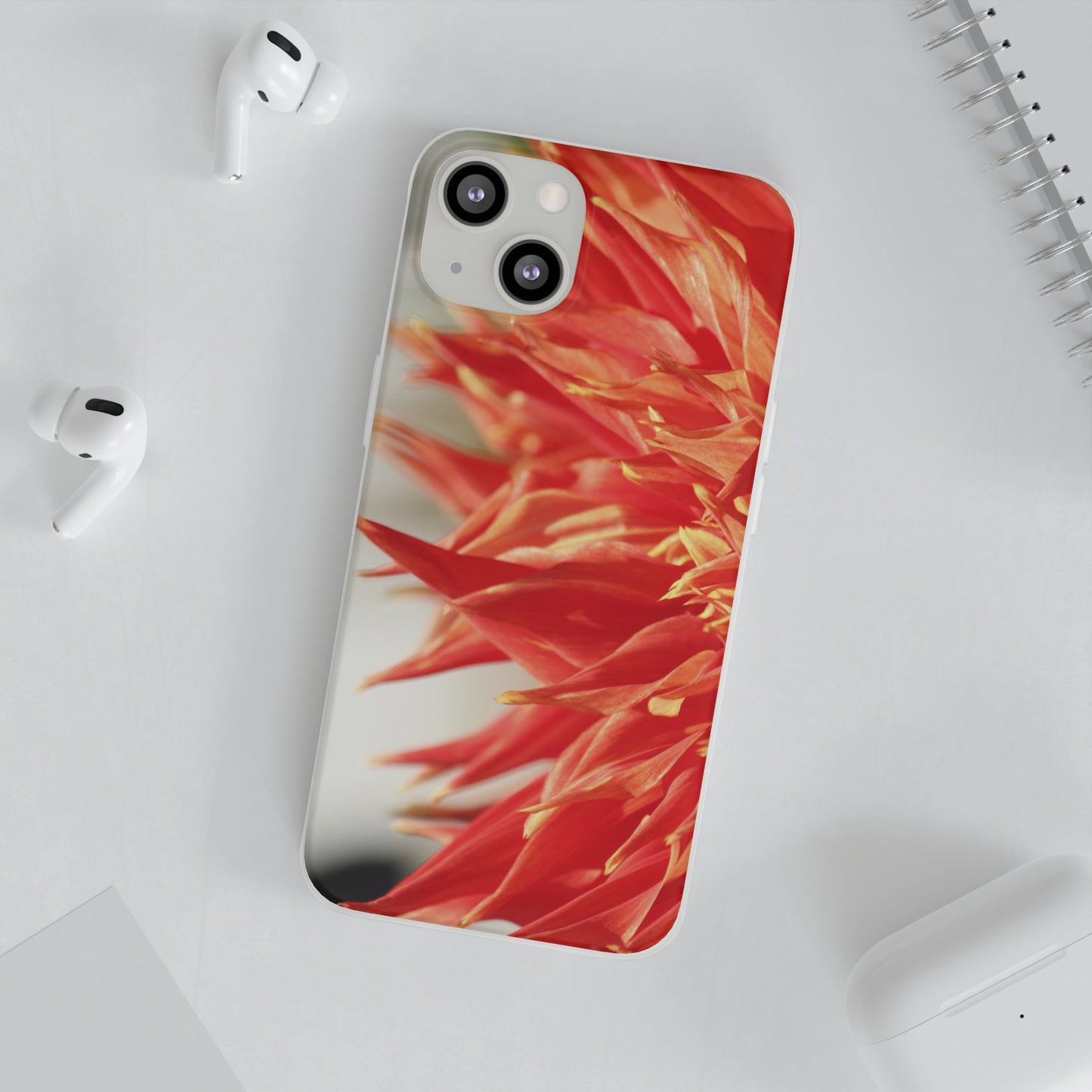 Red Dahlia Floral Phone Case — Slim Flexible Protective Cover