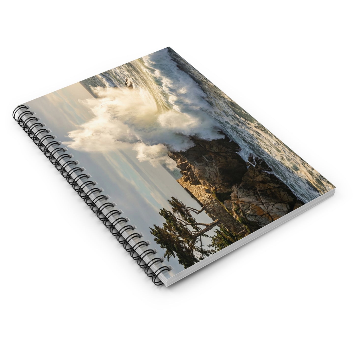 Coastal Wave Splash Spiral Notebook — Ocean Photography Ruled Journal