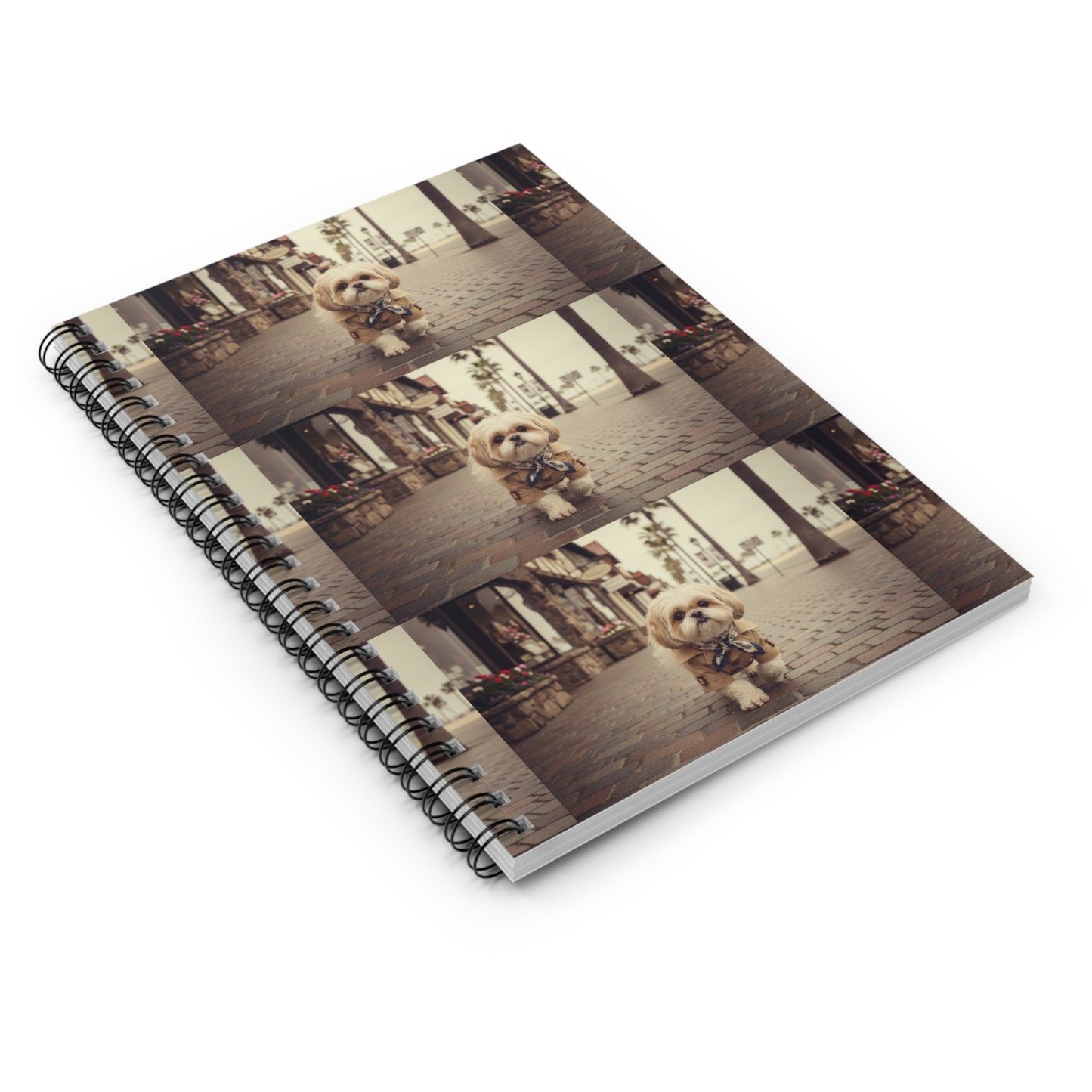 Cute Puppy Cityscape Spiral Notebook — Ruled Journal for Dog Lovers