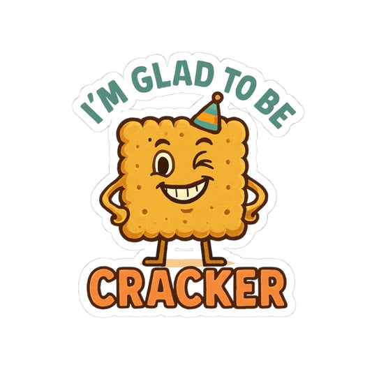 I'm Glad to Be Cracker Kiss-Cut Sticker — Cute Party Cracker Character Sticker