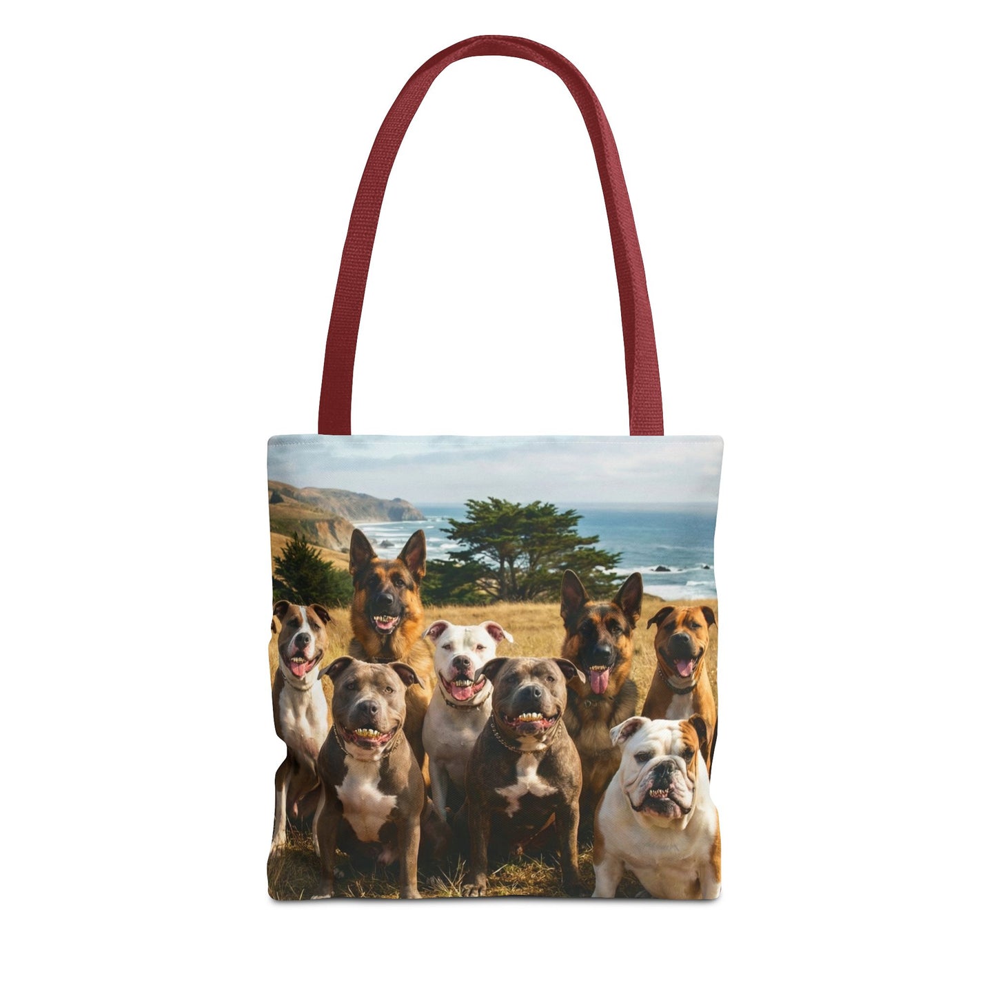 Dog Pack Beach Tote Bag — All-Over-Print Coastal Canine Canvas Tote