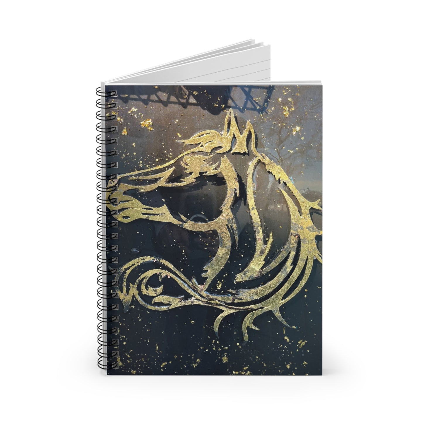 Gold Horse Painting Spiral Notebook - Ruled Line