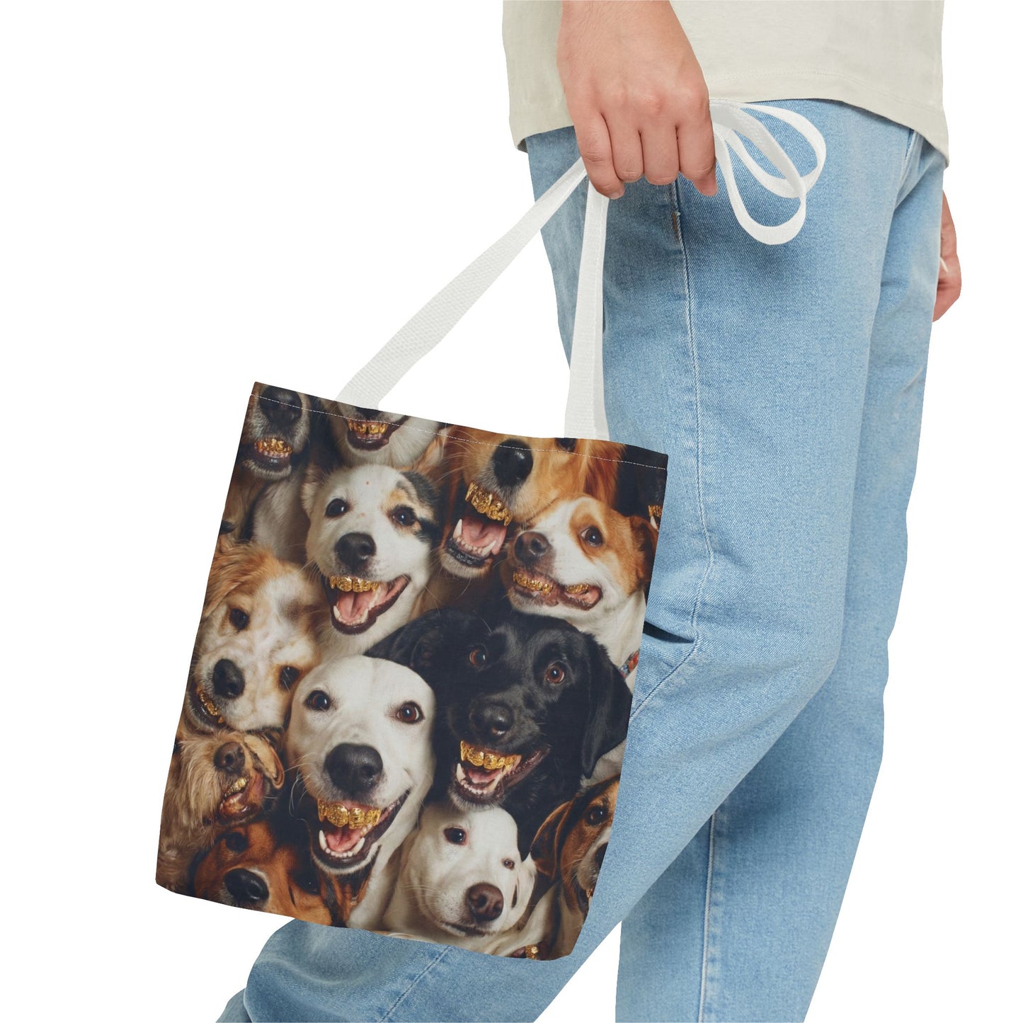 Happy Pack Dog Faces Tote Bag –