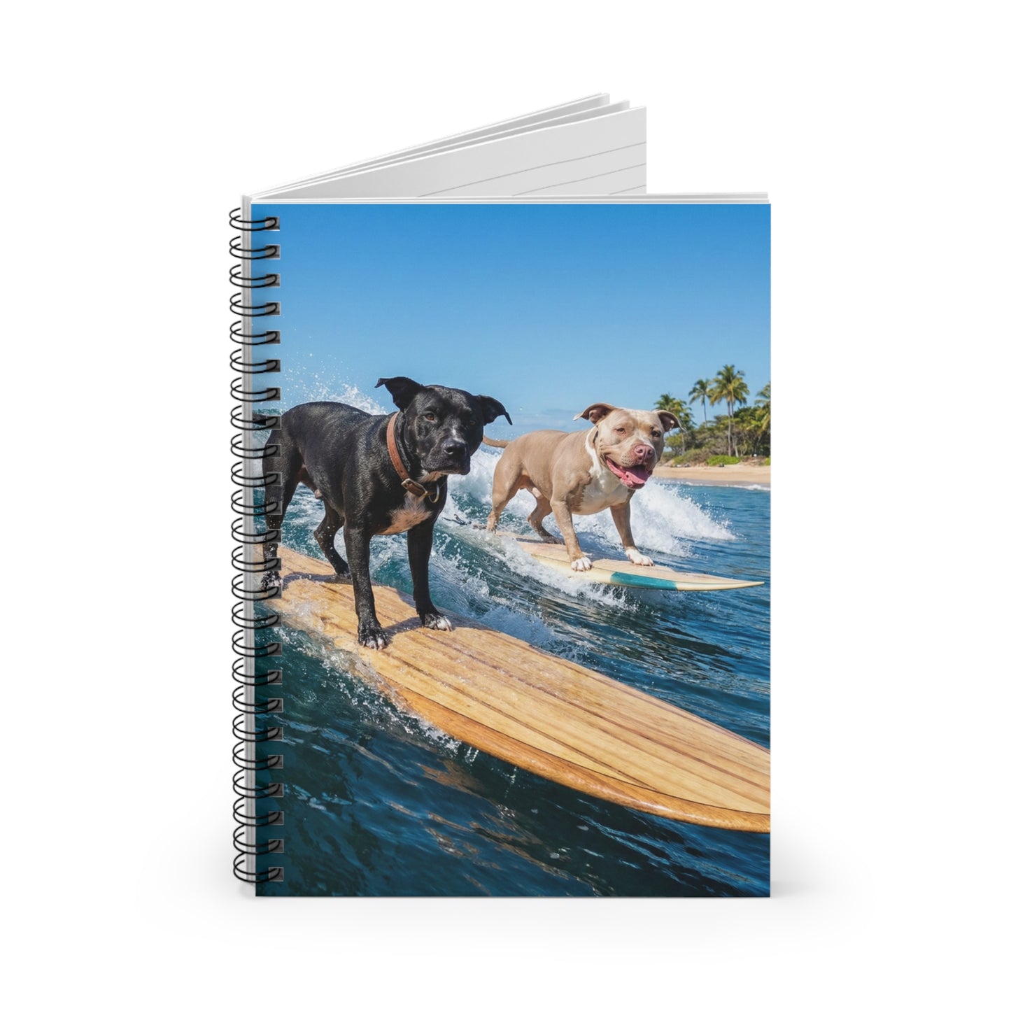 Dogs Surfing Spiral Notebook - Ruled Line