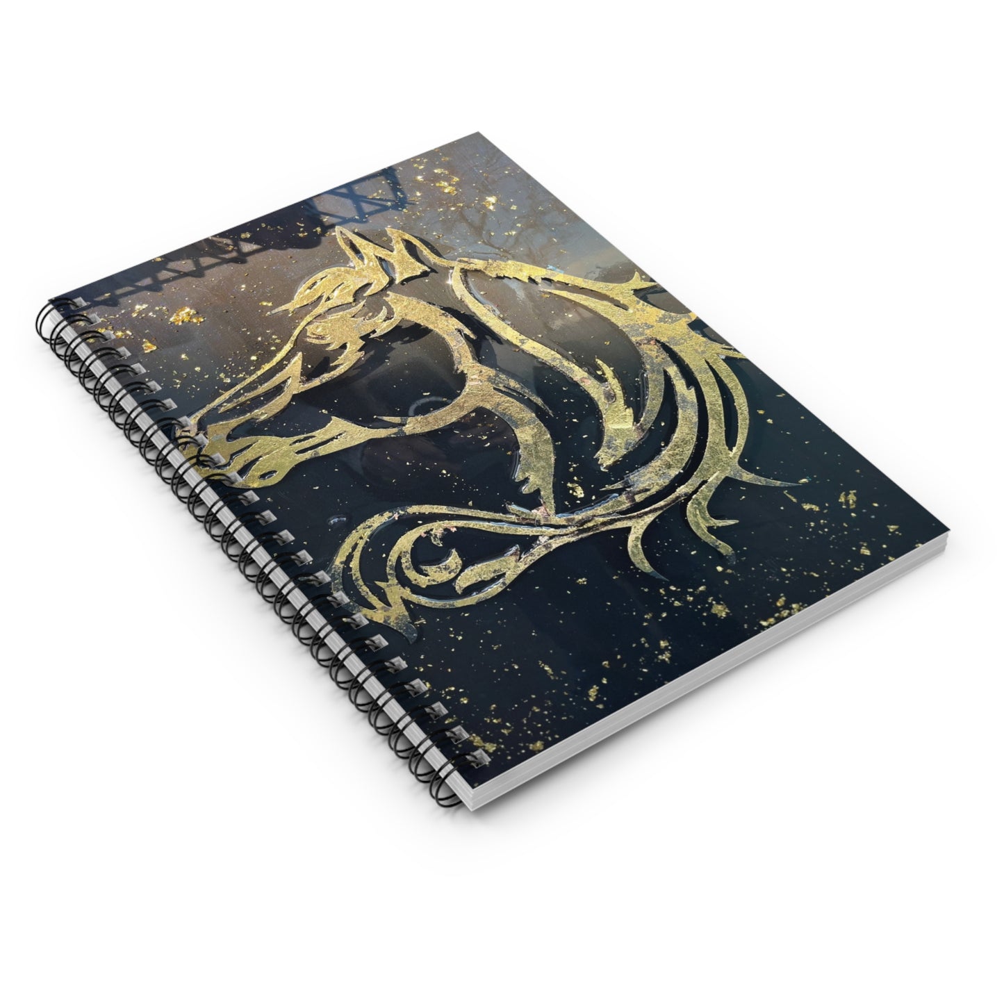 Gold Horse Painting Spiral Notebook - Ruled Line