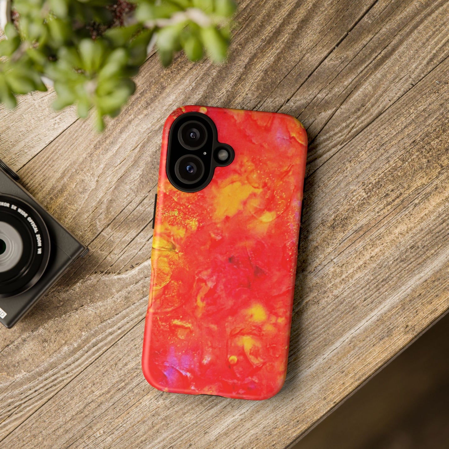 Red Marble Tough Phone Case — Vibrant Abstract Protective Cover