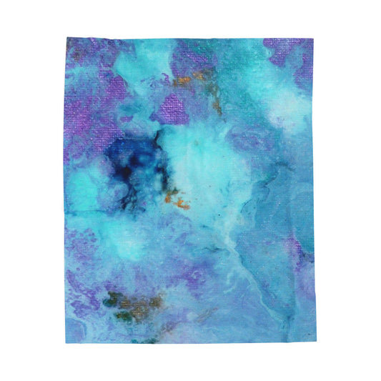 Blue Aqua Marble Velveteen Plush Blanket — Soft Velvet Throw
