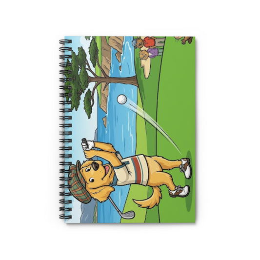 Dog Golfing at Pebble Beach Spiral Notebook - Ruled Line
