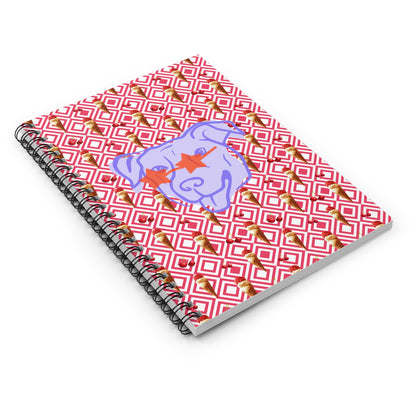 Purple Dog Head Spiral Notebook - Ruled Line