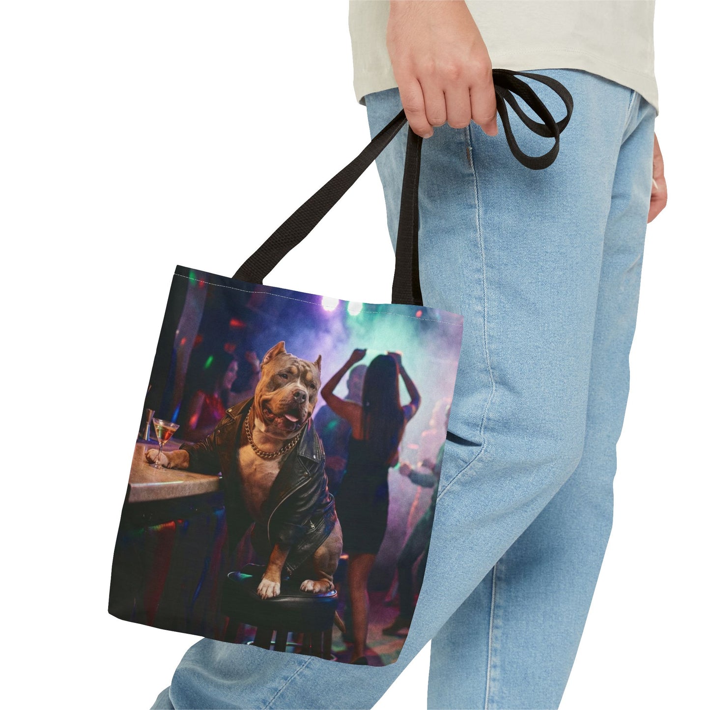 Bulldog Nightclub Tote Bag — Funny Party Dog All-Over Print Tote