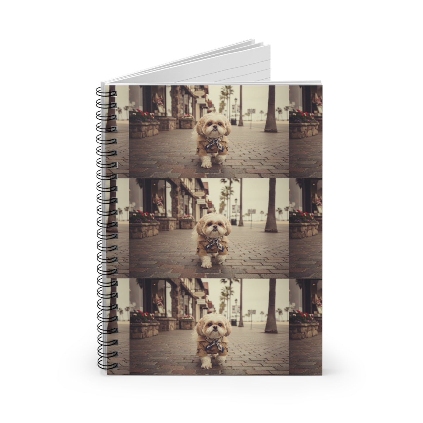 Cute Puppy Cityscape Spiral Notebook — Ruled Journal for Dog Lovers