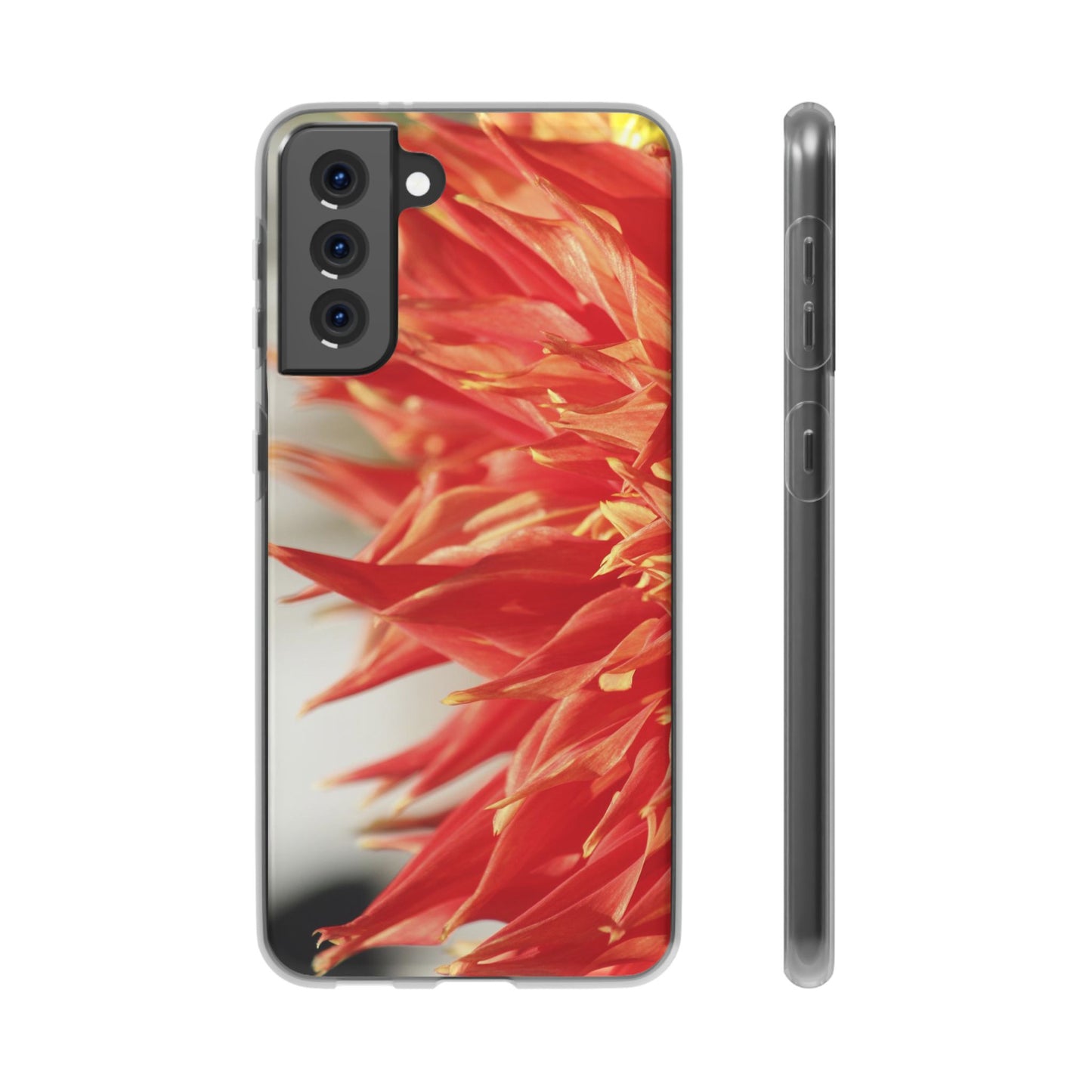 Red Dahlia Floral Phone Case — Slim Flexible Protective Cover