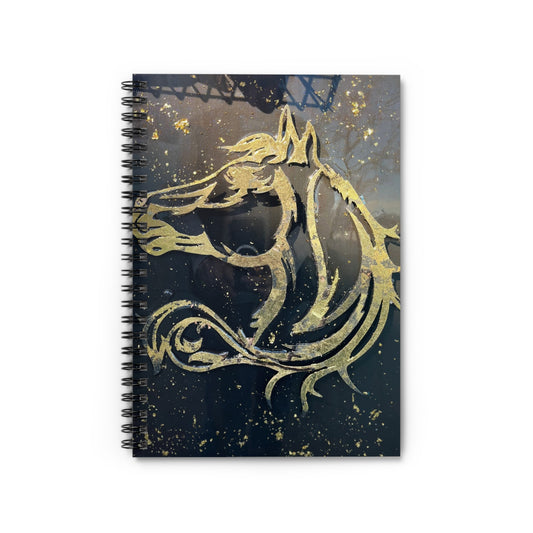 Gold Horse Painting Spiral Notebook - Ruled Line