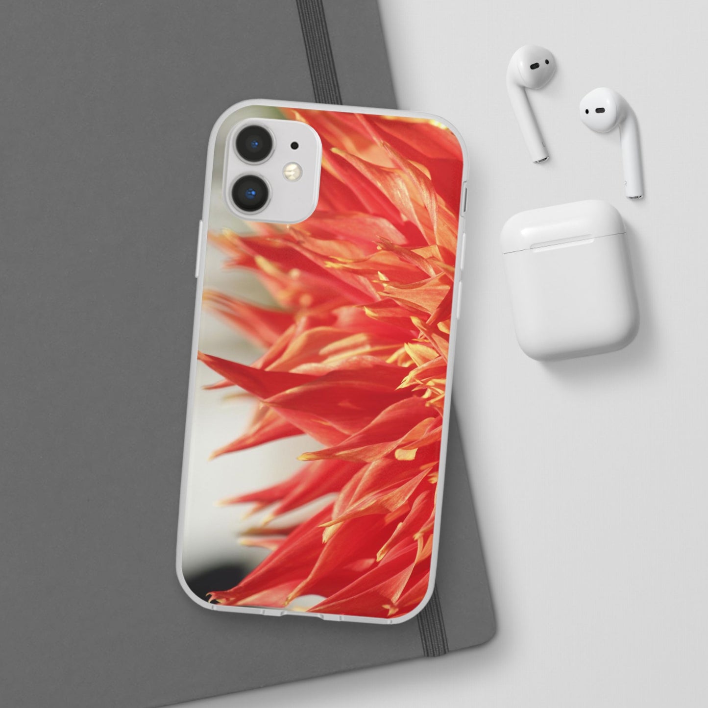 Red Dahlia Floral Phone Case — Slim Flexible Protective Cover