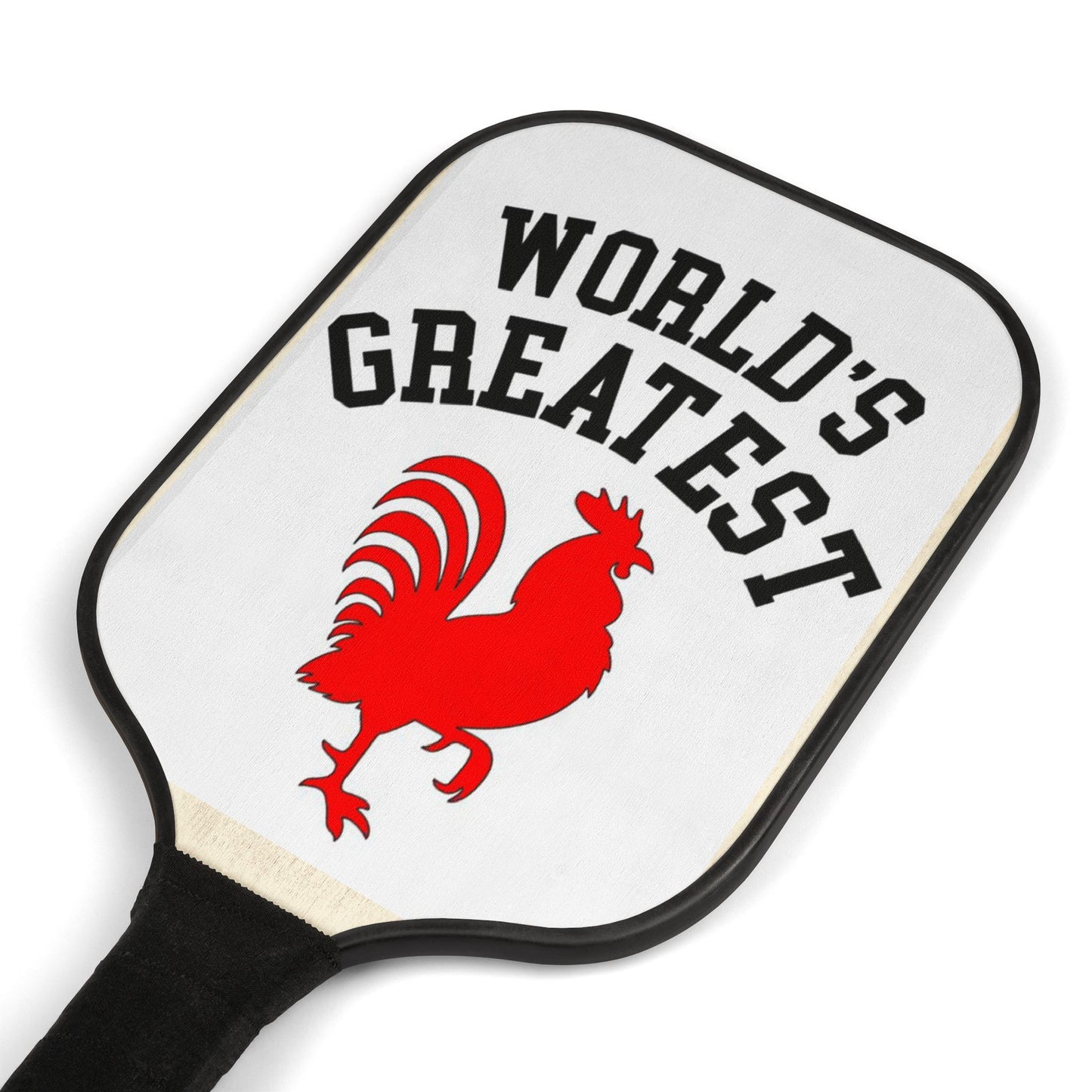 Pickleball Paddle Set — World's Greatest Pickleball Rooster Design (2 Paddles + Balls)