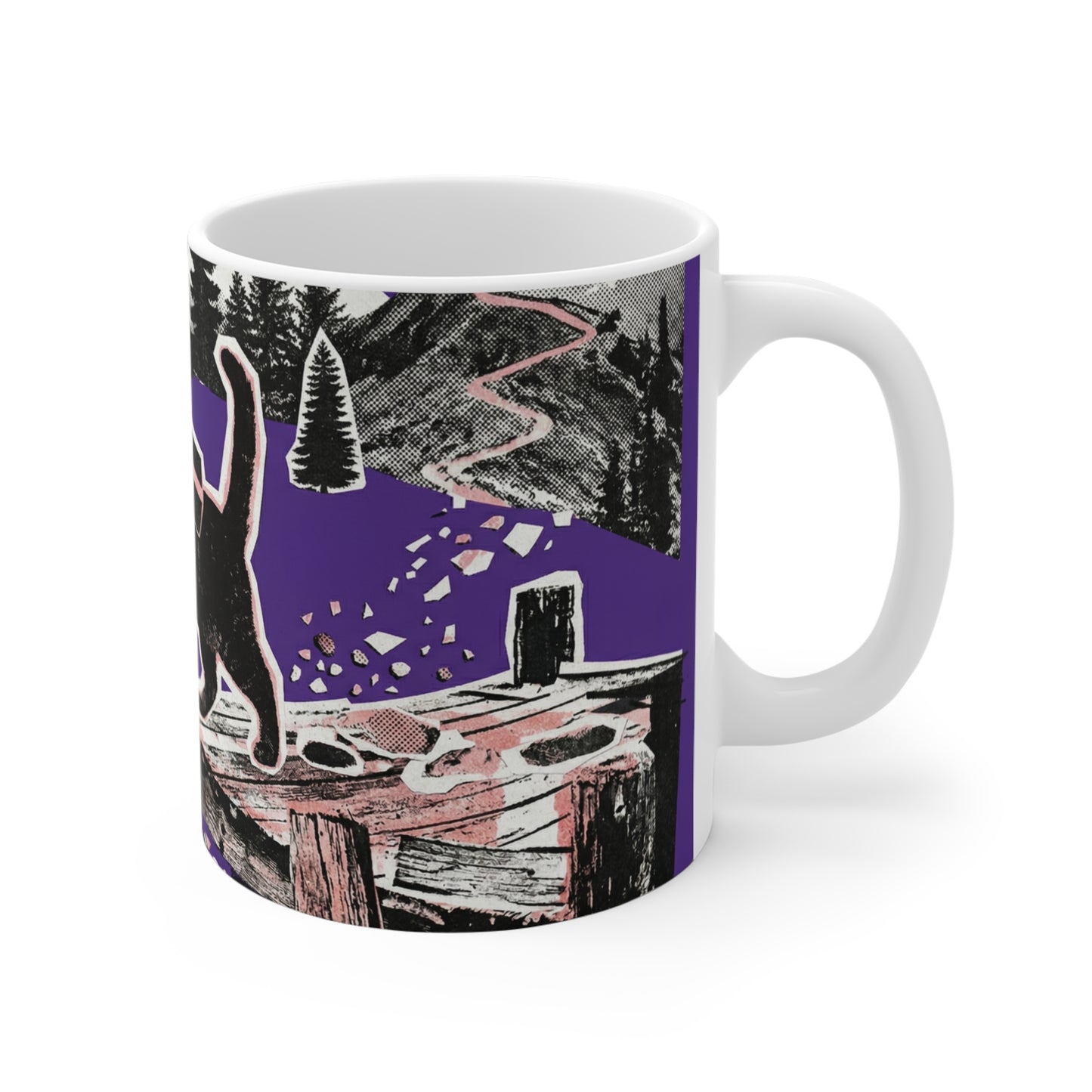 Adventure Cat Mug — Hiking Cat with Backpack Coffee Cup (11 oz)