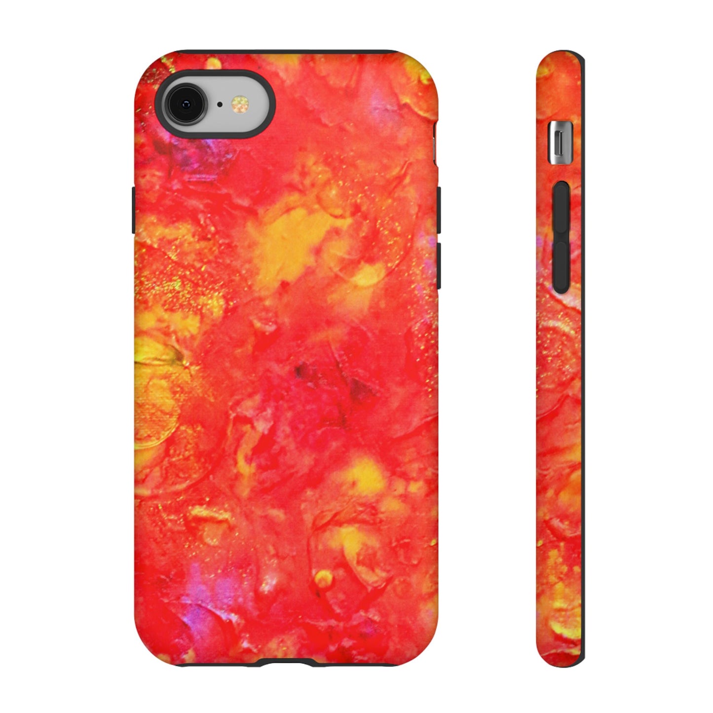 Red Marble Tough Phone Case — Vibrant Abstract Protective Cover