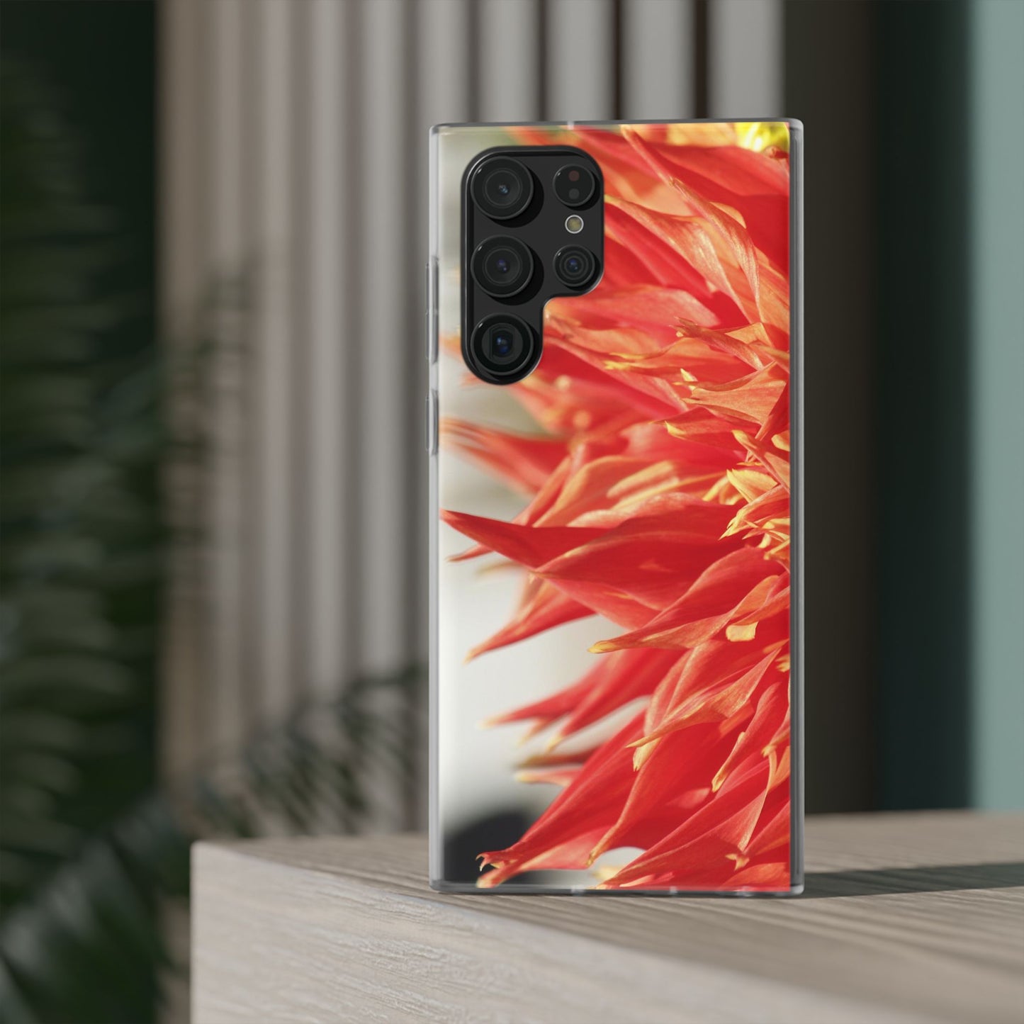 Red Dahlia Floral Phone Case — Slim Flexible Protective Cover