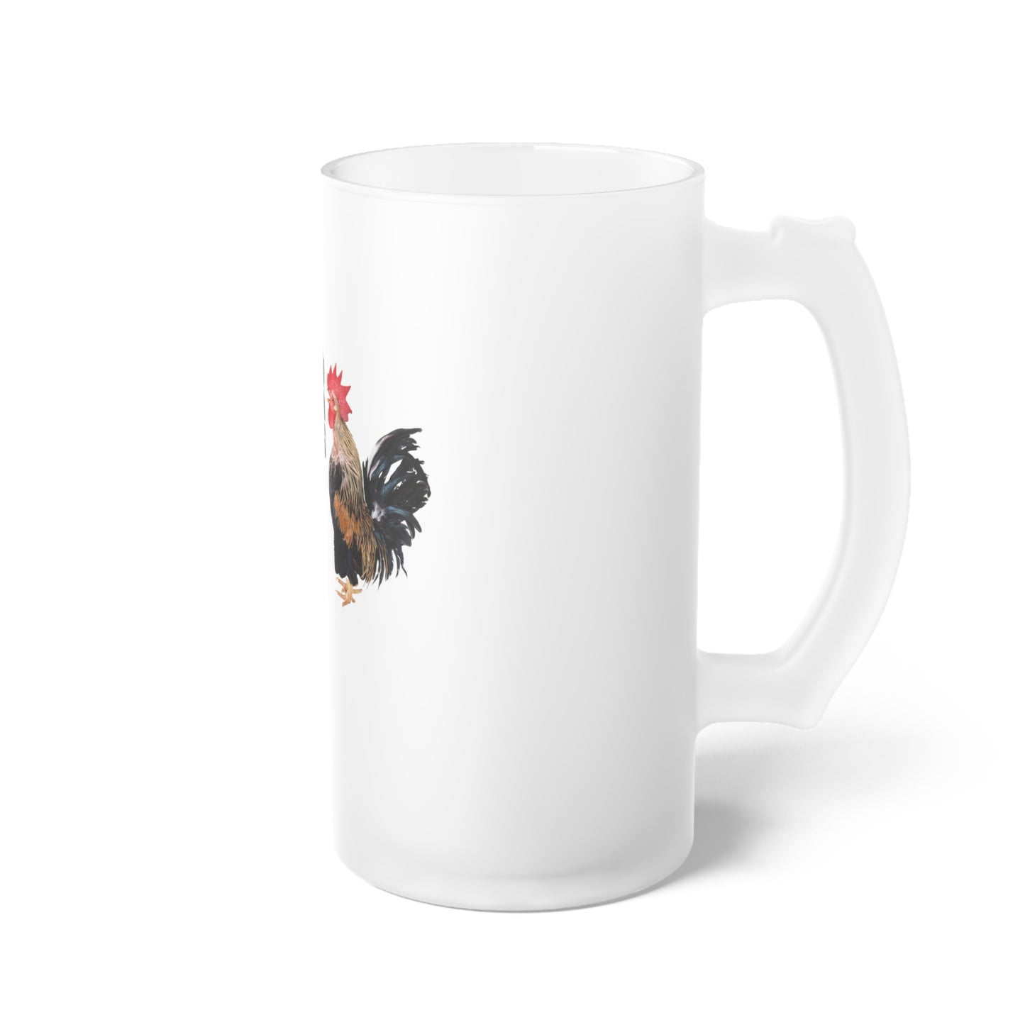 Frosted Beer Mug — Funny Rooster Design "I'm Too Drunk To Try This" — Novelty Bar Glass Gift