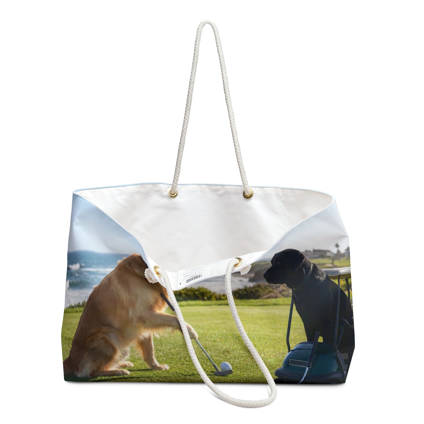 Golden & Black Retrievers Golfing Weekender Bag – Beach Lighthouse Travel Tote