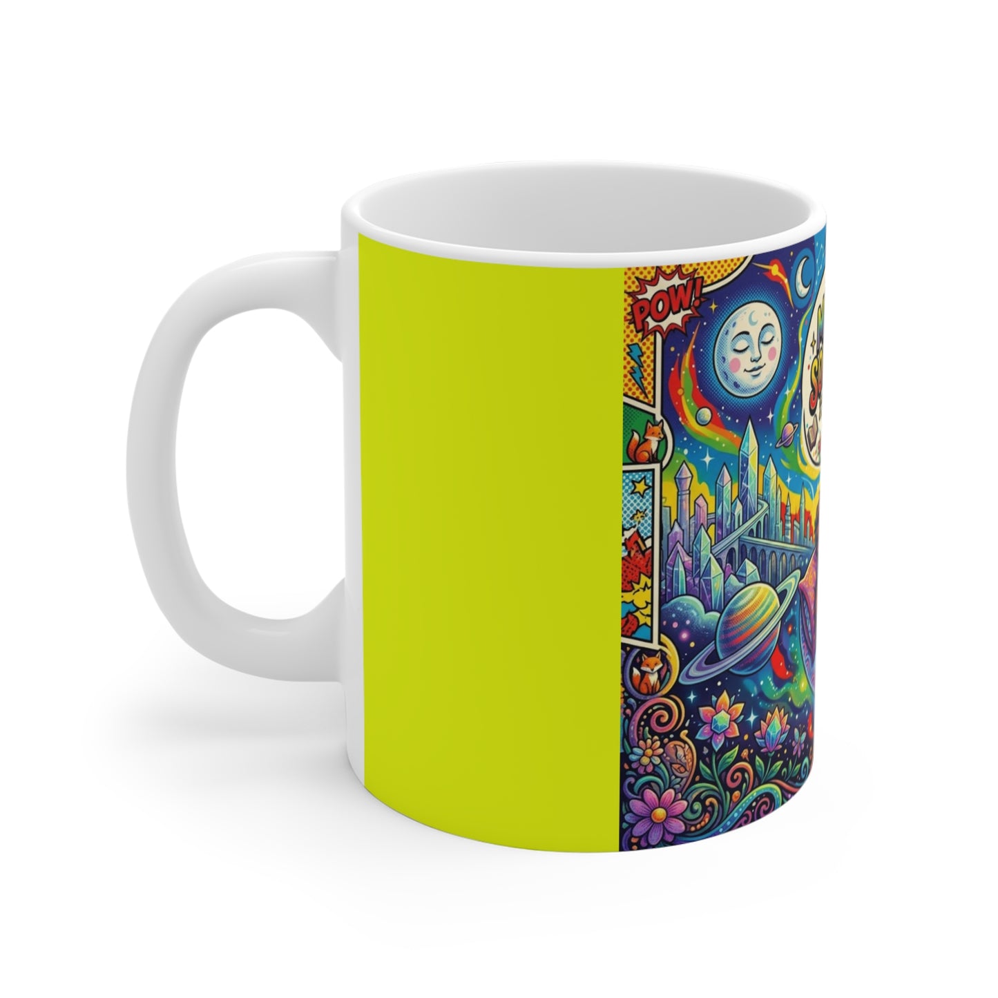 Mentally Somewhere Else Ceramic Coffee Mug — Psychedelic Space Illustration (11 oz)