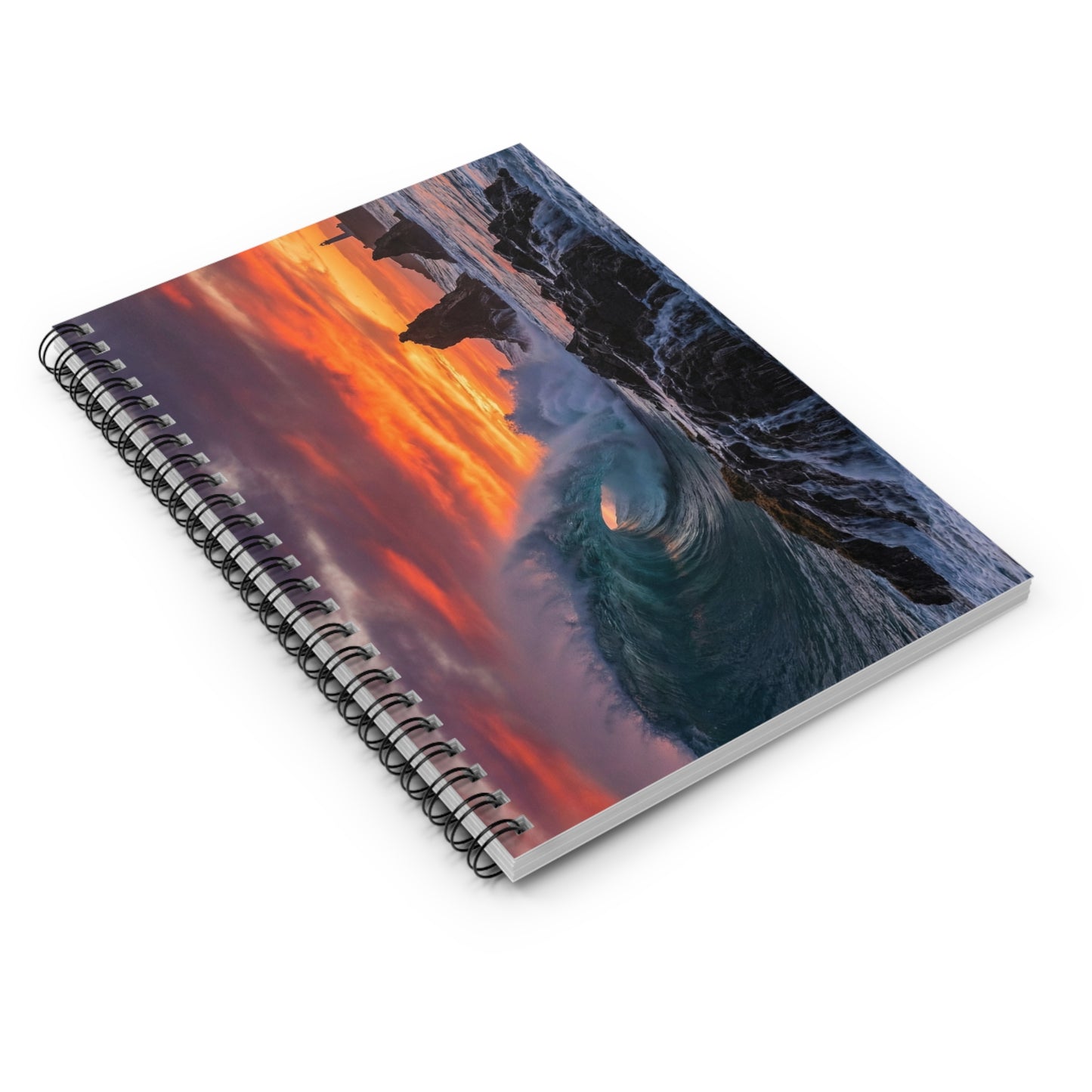 Ocean Wave Sunset Spiral Notebook — Ruled Journal for Beach Lovers & Travel Notes