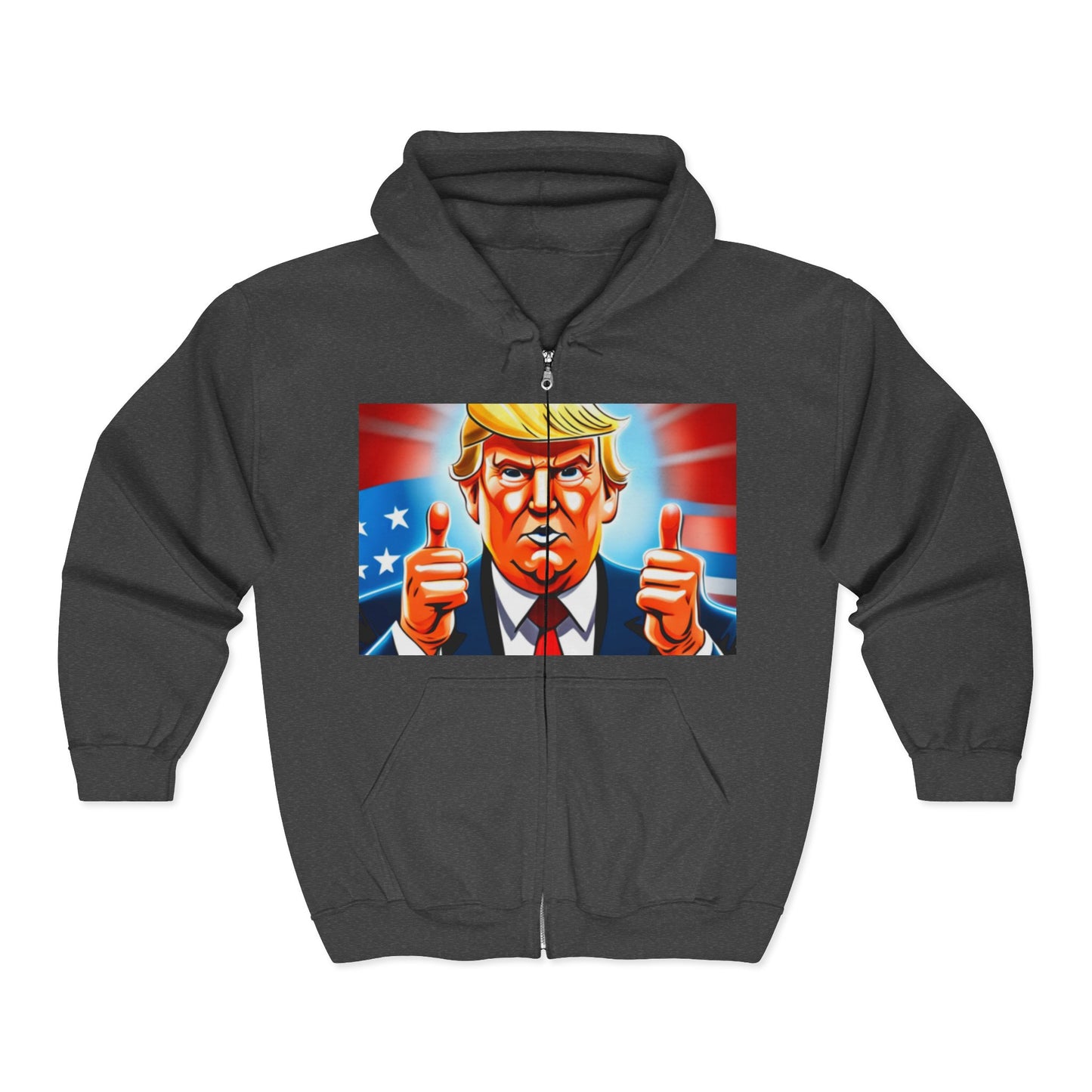 Trump Patriotic Bold Portrait Full-Zip Hoodie