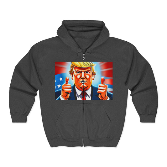 Trump Patriotic Bold Portrait Full-Zip Hoodie