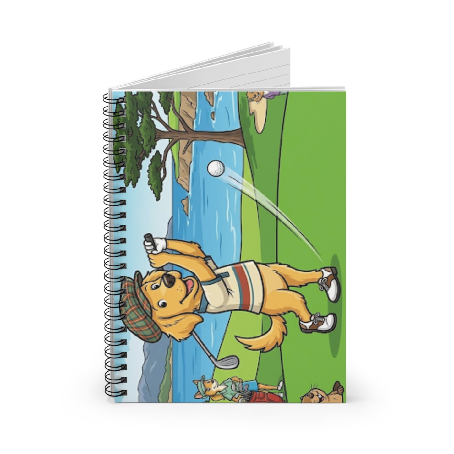 Dog Golfing Pebble Beach Spiral Notebook - Ruled Line