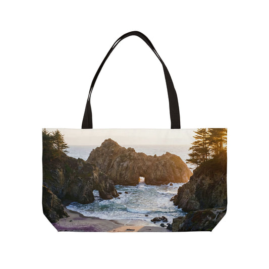 Big Sur Coastal Arch Weekender Tote Bag — Scenic Ocean Cliff Landscape Beach Bag