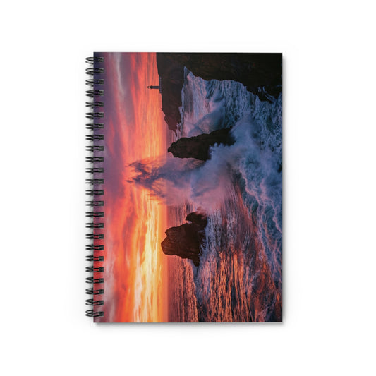 Sunset Ocean Waves Spiral Notebook — Ruled Journal for Travel, Beach & Nature Lovers