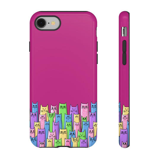 Bright Rainbow Cats Tough Phone Case — Durable Magenta Protective Cover