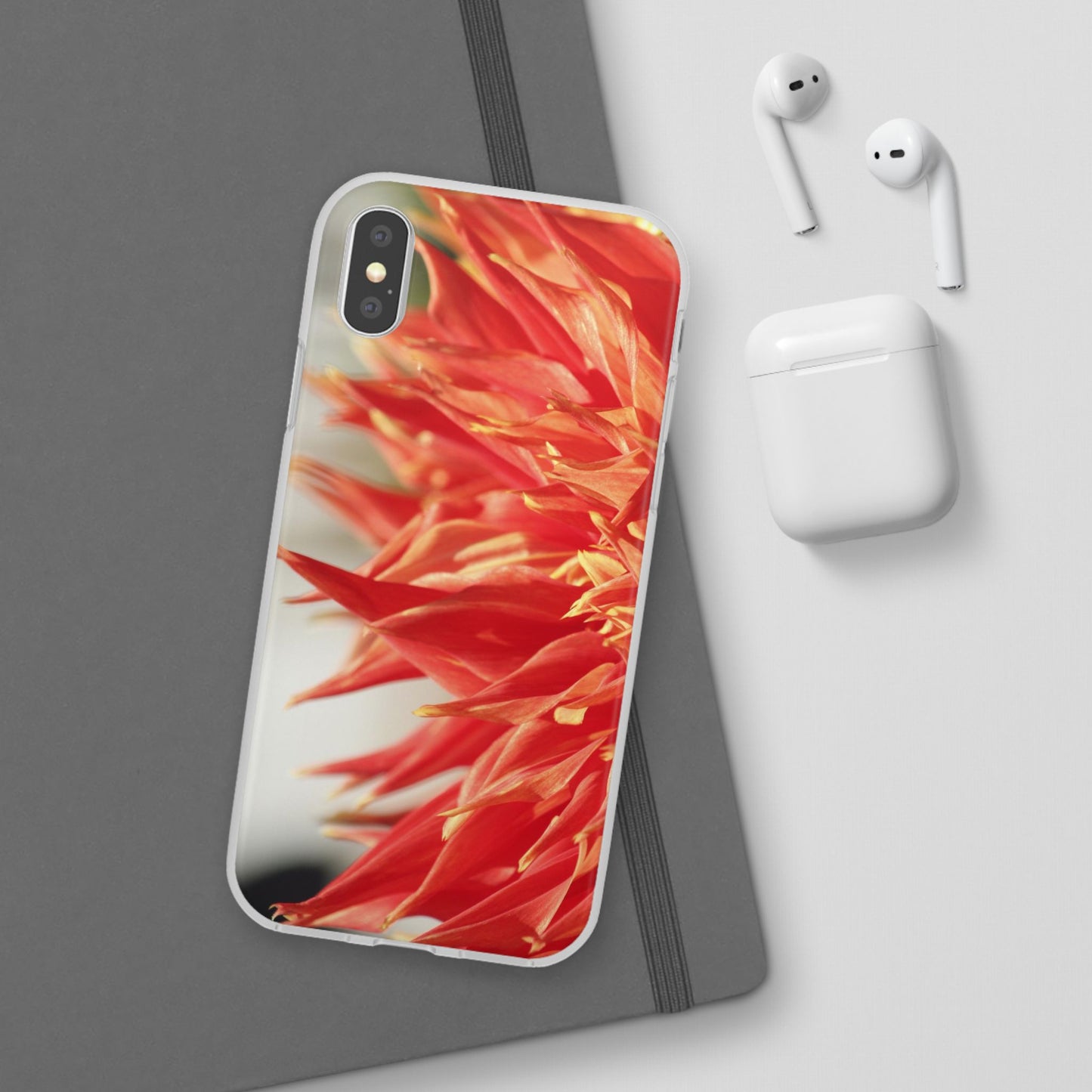Red Dahlia Floral Phone Case — Slim Flexible Protective Cover