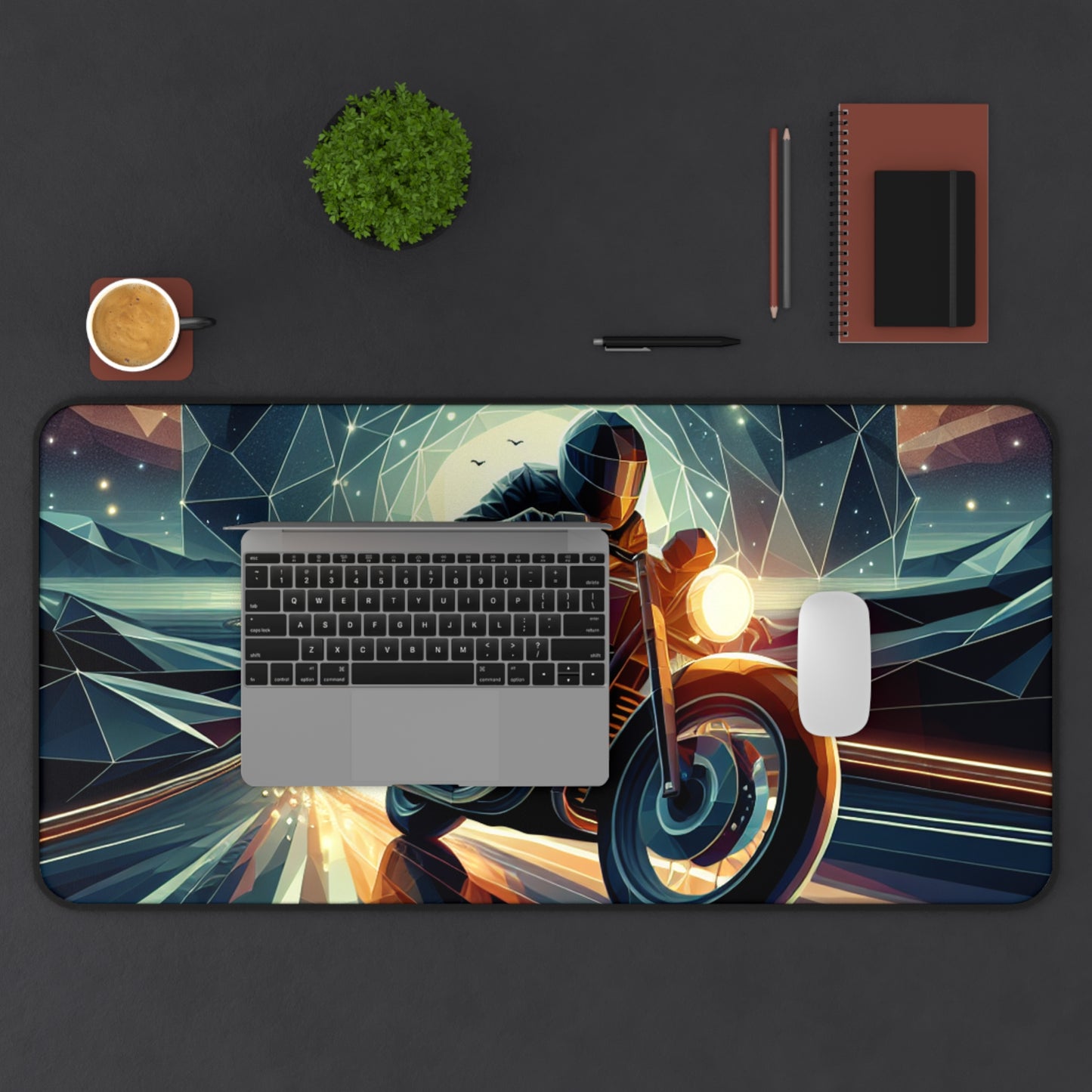 AI Generated Riding Motorcycle Desk Mat