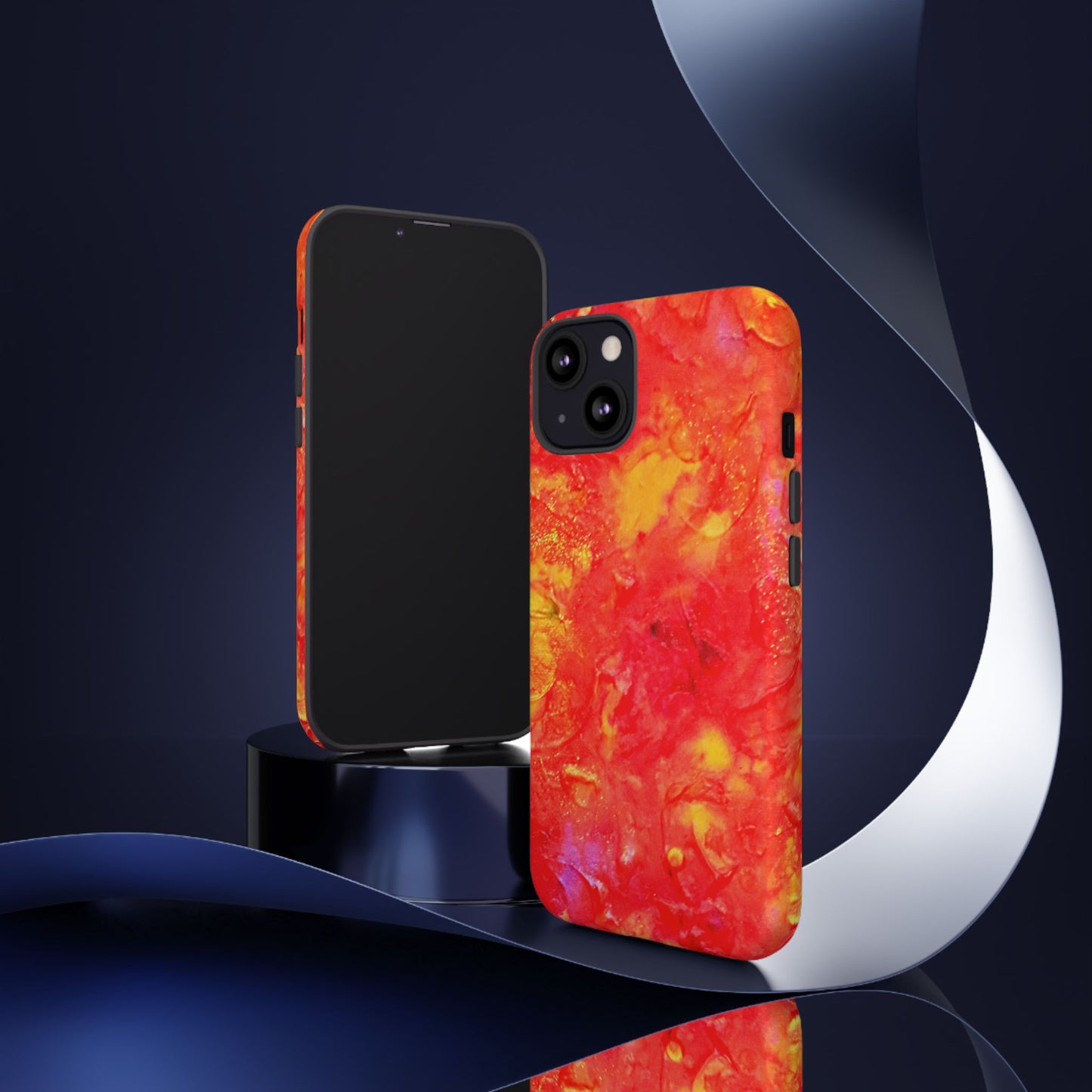 Red Marble Tough Phone Case — Vibrant Abstract Protective Cover
