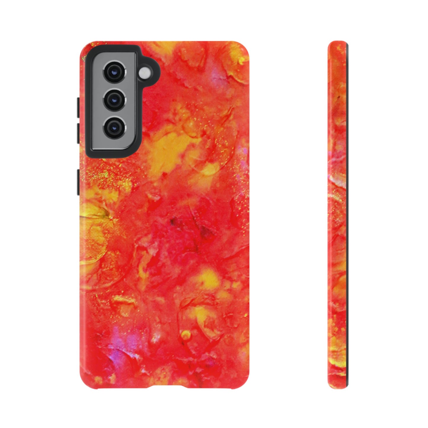 Red Marble Tough Phone Case — Vibrant Abstract Protective Cover