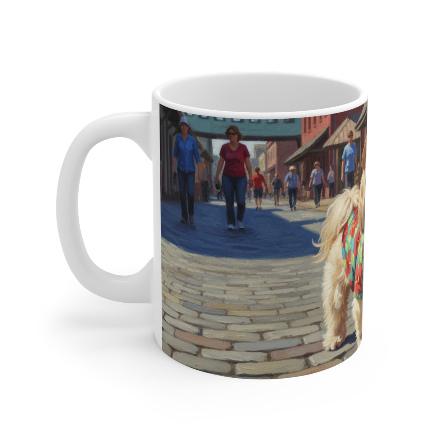 Cute Tourist Dog Coffee Mug — 11oz Shih Tzu in Hawaiian Shirt & Straw Hat