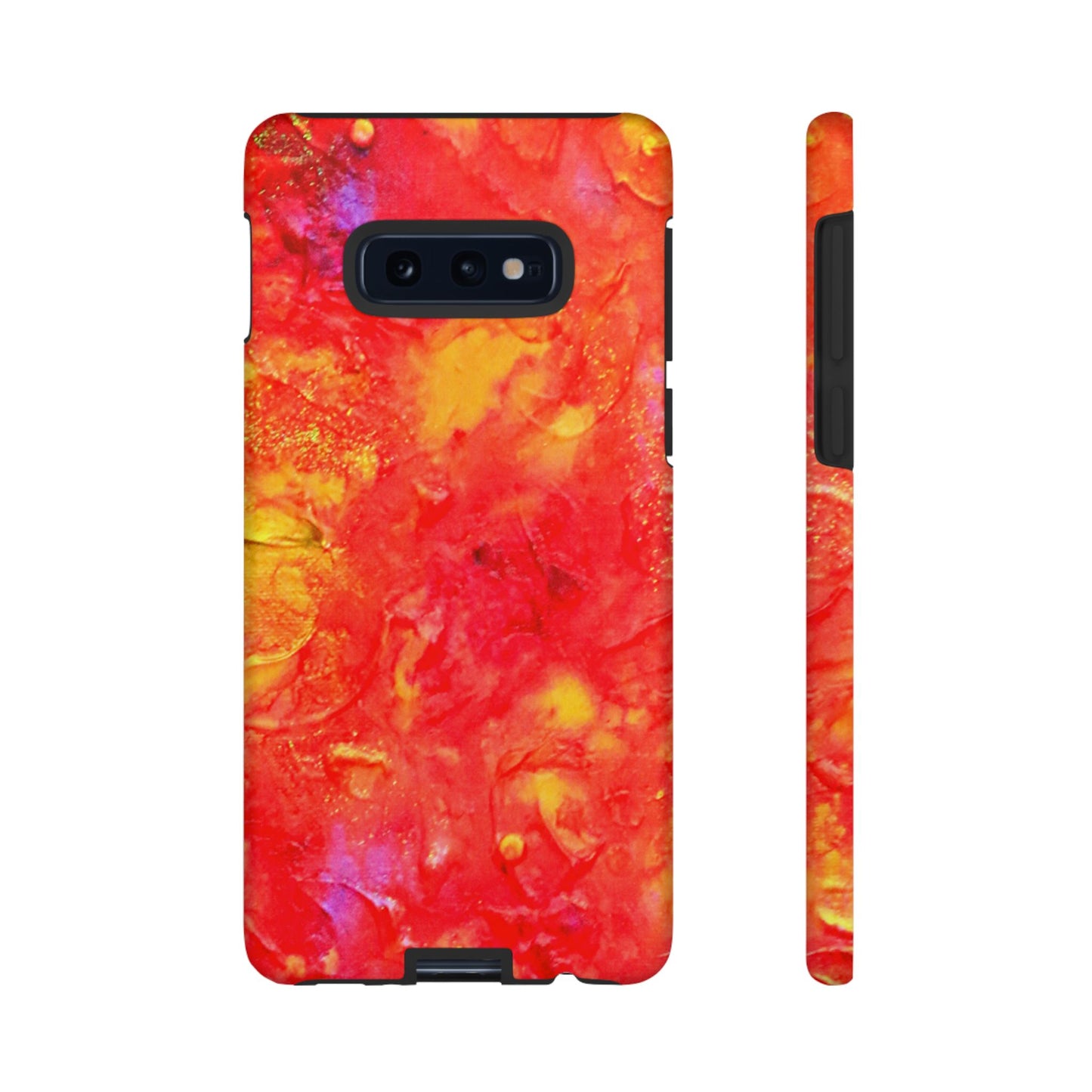 Red Marble Tough Phone Case — Vibrant Abstract Protective Cover