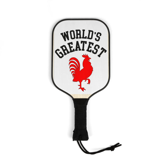 Pickleball Paddle Set — World's Greatest Pickleball Rooster Design (2 Paddles + Balls)