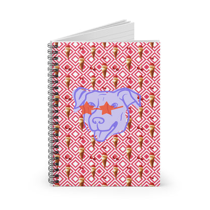 Purple Dog Head Spiral Notebook - Ruled Line