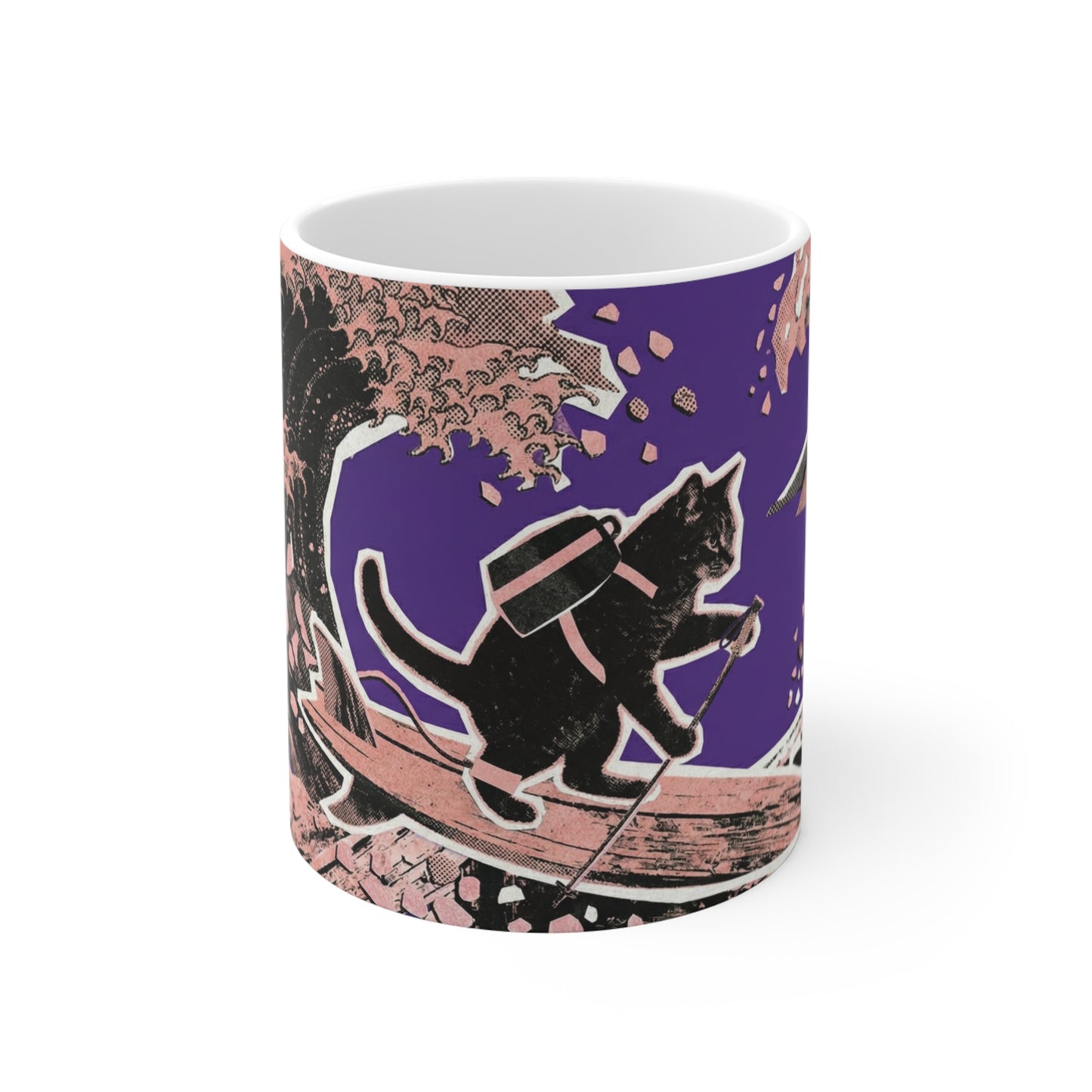 Black Cat  Mug — Retro Night Paddle Coffee Cup