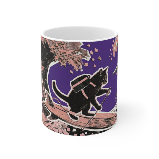Black Cat  Mug — Retro Night Paddle Coffee Cup