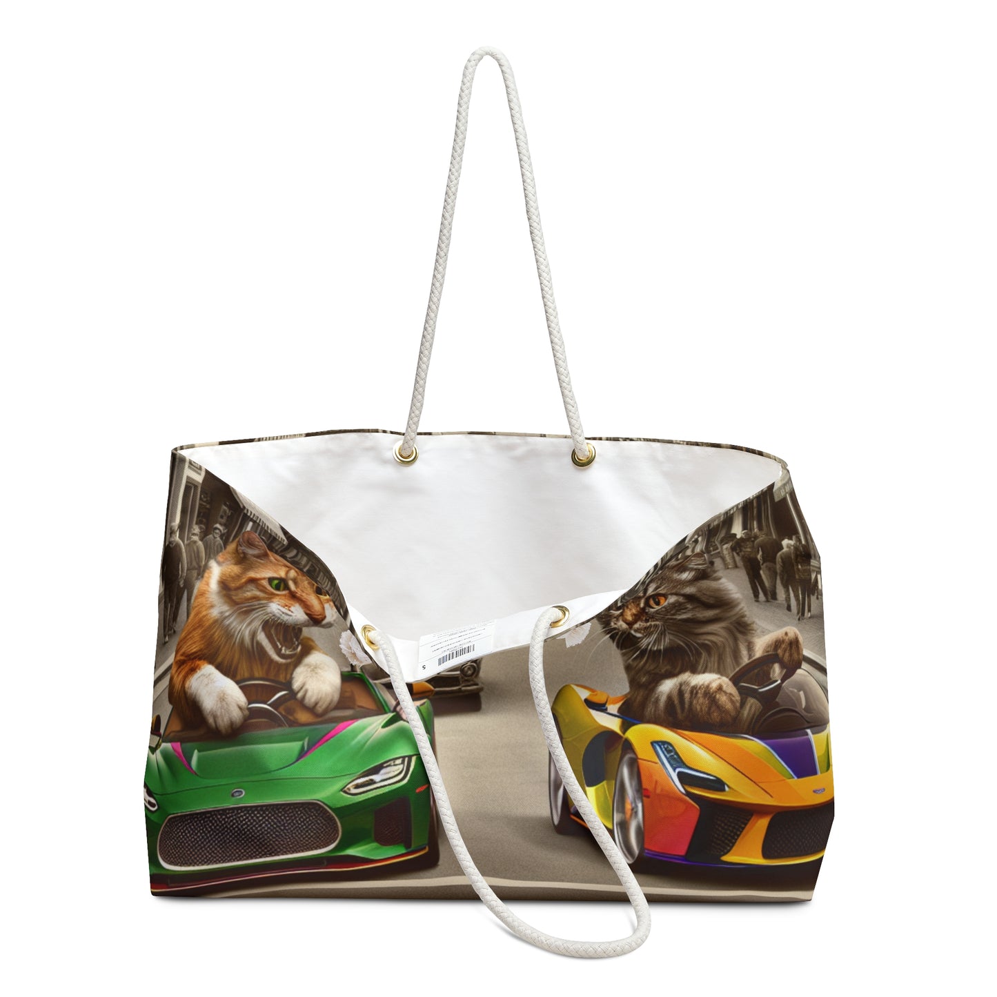 Cat Racing Weekender Bag – Funny Cats in Sports Cars Travel Tote